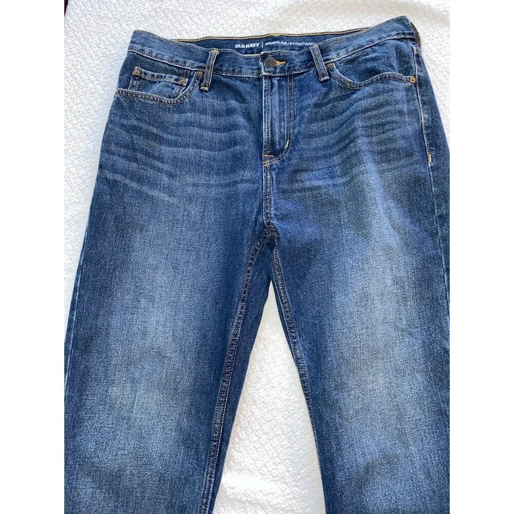 Old Navy Men's Regular Standard Fit Jeans Blue Denim 34x32 100% Cotton Straight